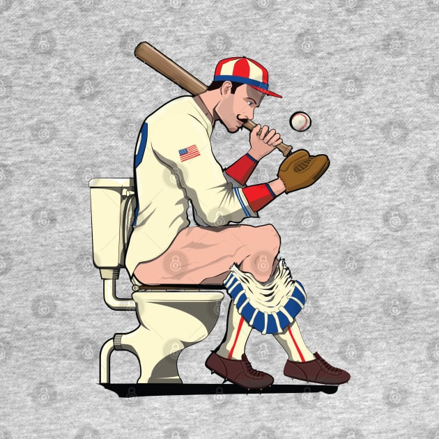 American Baseball Player on the Toilet by InTheWashroom